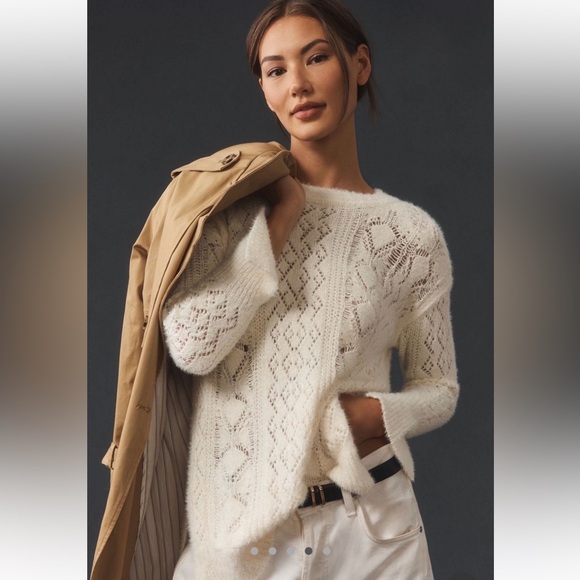 Pilcro Sweaters - Anthropologie Distressed Stitch Longline Side Slit Sweater by Pilcro